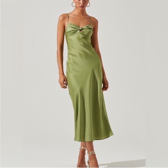 ASTR the Label Mariela Satin Midi Dress in Tangerine SZ S NWOT - Picture 5 of 5